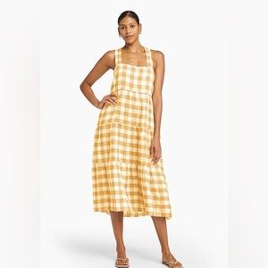 Vitamin A Canyon Linen Checked Tiered Midi Dress